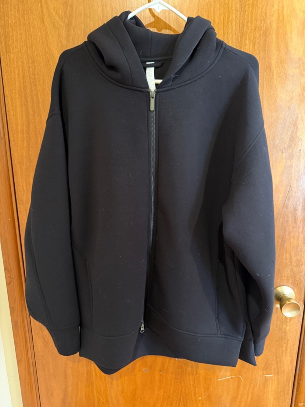 Zella Black Full-Zip Long Hooded Sweatshirt
